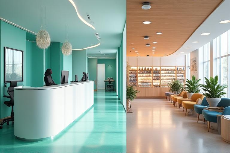 Clean medical clinic and corporate lobby montage